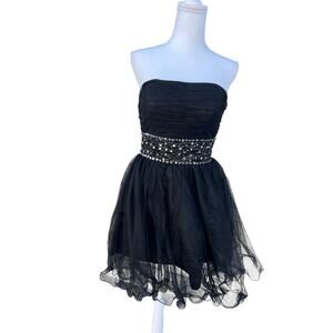 JJ's House Women's LBD Strapless Party Mini Dress Sequin Black Size Medium